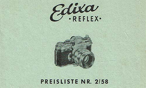Edixa Reflex Preisliste1958 als PDF zum Download