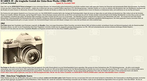 Frank Mechelhoff: ICAREX 35 - die tragische Gestalt der Zeiss-Ikon-Werke (1966-1972)